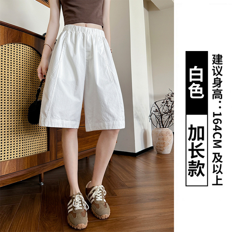 女性が夏に着用できるオールインワンウォッシュドカーゴショーツ、新しいスタイル、小柄な人向けのハイウエストワイドレッグパンツ、ゆったりとしたカジュアルな5分丈パンツ|undefined
