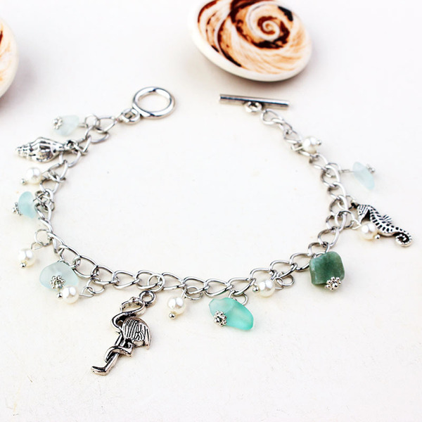 Sapphire ankle bracelet pearl for yoga
