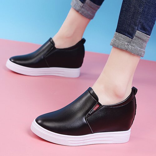Women's Heeled Shoes 2024 Autumn Model Platform Thick Sole White Loafers One-Piece Versatile Casual Loafers for Students