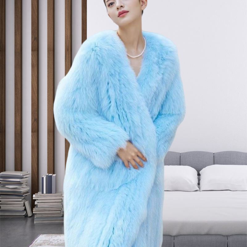 Knitted Fur Winter Coat 2026 Mid-Length New Faux Fox Fur Coat Young Lazy Style Cardigan Knitted Fur Winter Coat 2026 Mid-Length New Faux Fox Fur Coat Young Lazy Style Cardigan
