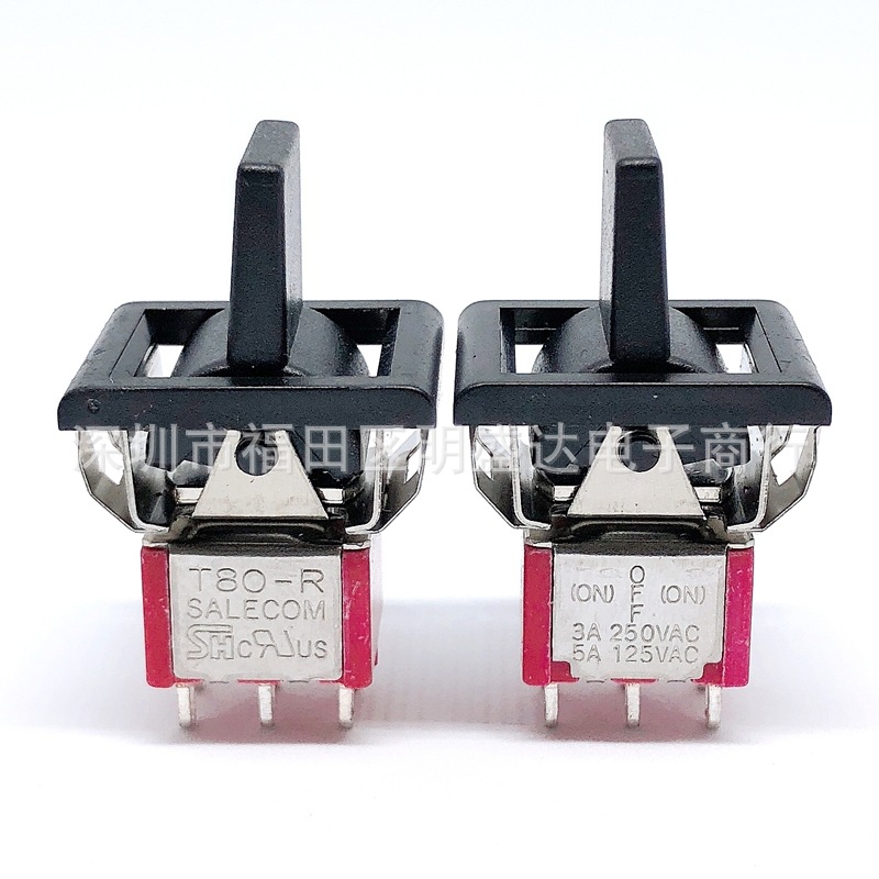 Salecom进口切换开关R8018A摇臂R8017双边自复位6脚3档 T80-R