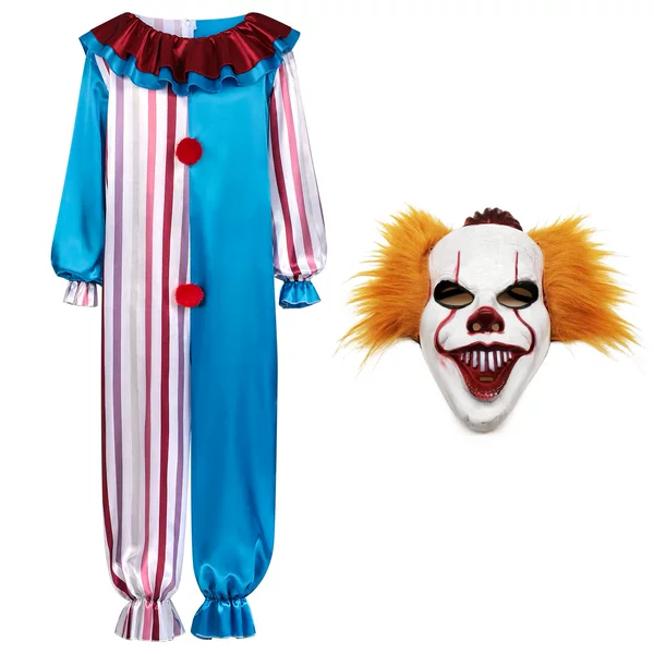 Halloween Horror Clown Pennywise Cosplay One-Piece Costume Adult Evil Clown Party Makeup Performance Outfit