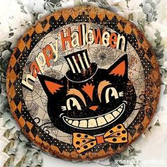 アマゾンクロスボーダーホーム装飾ハロウィーン黒猫カボチャ幽霊シリーズ木製ペンダントラウンドロゴクリエイティブ