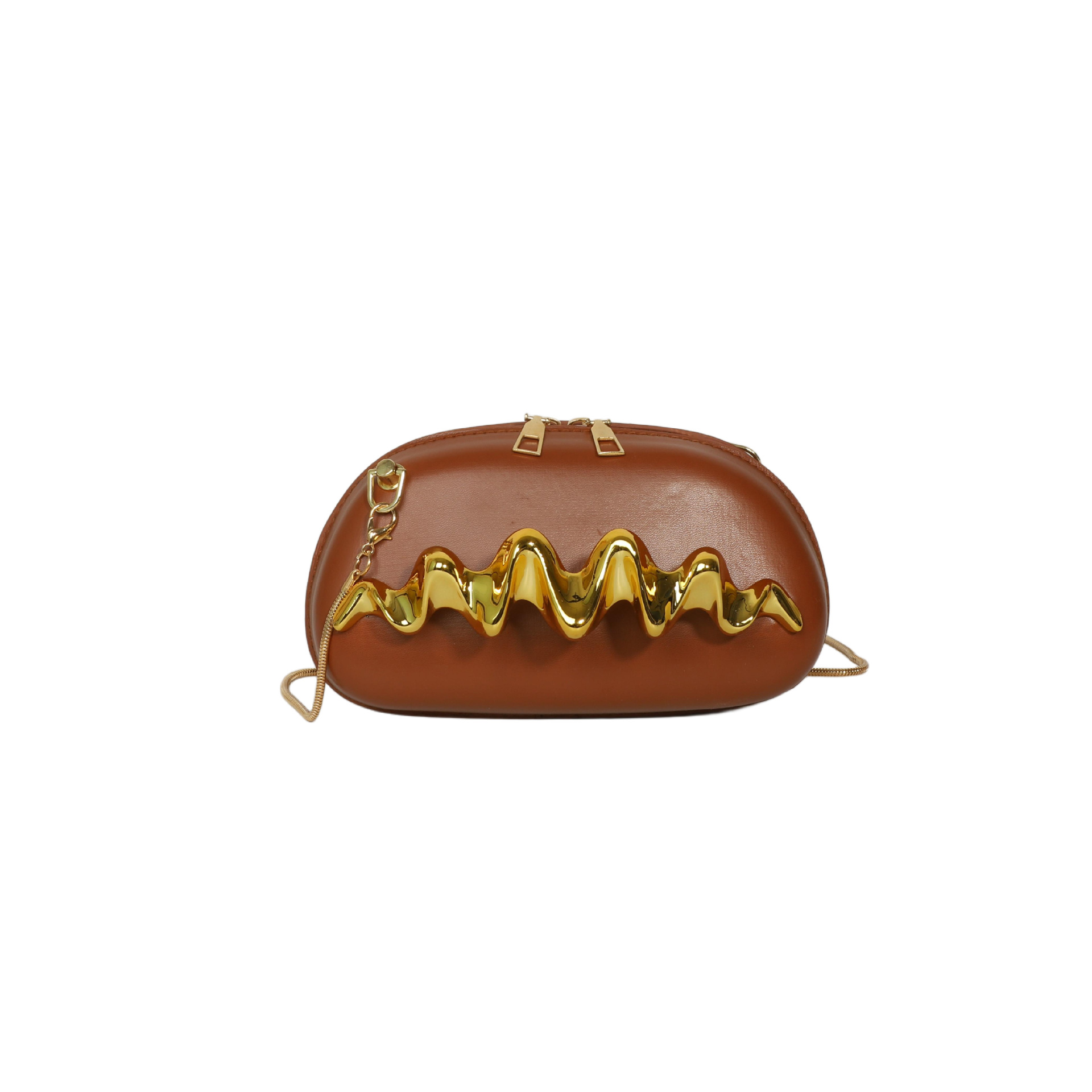 Personalidad transfronteriza ondulada mano mano bolsa de cena mujer 2025 nueva moda cadena bolsa de hombro bolsa de caja diagonal