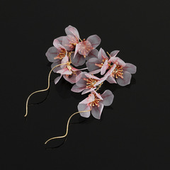 E158.56超仙ピンクの花のイヤリングの女性の蚊の香の皿の耳のクリップの耳の穴がありません。