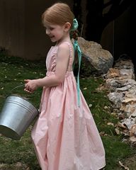 預售otaly2024夏季新品韓國女童粉色吊帶長裙韓系兒童露背連衣裙