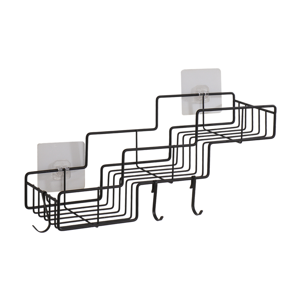 Amazon sin perforaciones de pared estante de almacenamiento de baño cocina baño montado en la pared estante de almacenamiento de tres capas trapezoidal estante de la botella