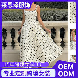 2026春季新款女装 欧美跨境 时尚初夏精致连衣裙 波点复古抹胸裙
