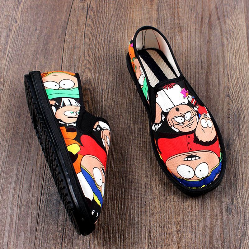 夏季新款老北布鞋男款软底透气休闲卡通手工耐磨工作一脚蹬工地