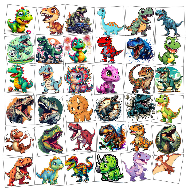 3D Dinosaur Cartoon Temporary Tattoo Stickers for Children, Long-Lasting Arm Stickers, TEMU Amazon Tattoo, European and American Style