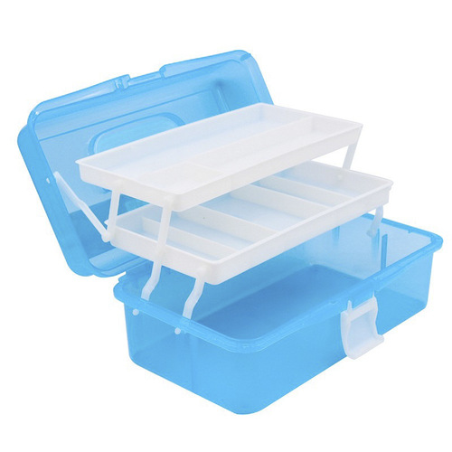 671 large three-layer portable art tool box plastic transparent manicure box calligraphy tool box paint storage box