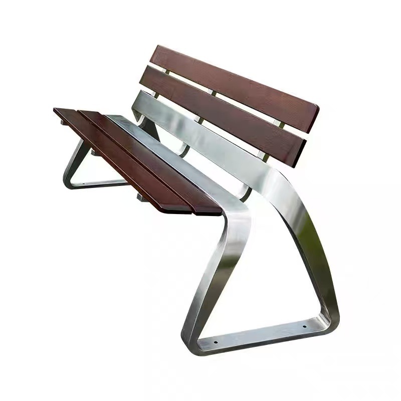 silla de parque de acero inoxidable banco al aire libre banco de jardín plaza taburetes al aire libre asiento público de ocio de plástico de madera anticorrosivo image 6