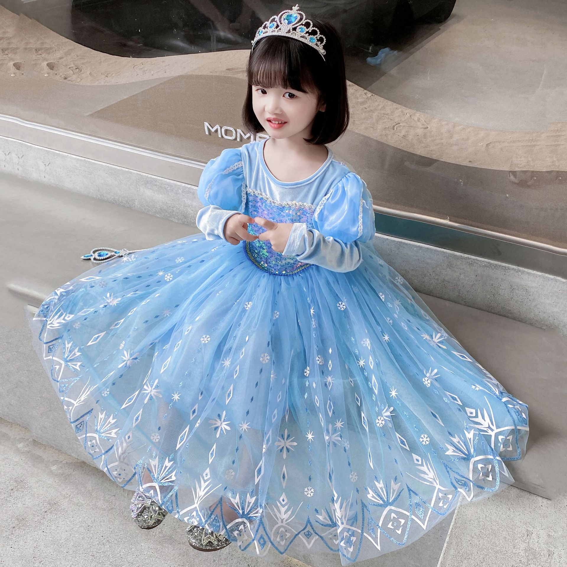 thumbnail image 4 of Vestido de niña de manga larga para otoño e invierno, vestido de princesa para niña, tesoro femenino para cumpleaños, 4 of 5