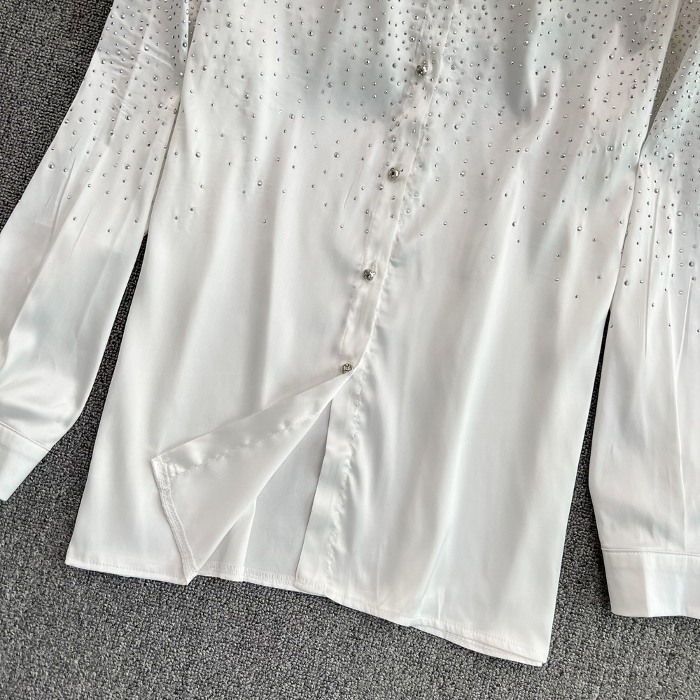 Women's Oversized 3d Rhinestone Blouse With Sparkle Detail_voghion.com