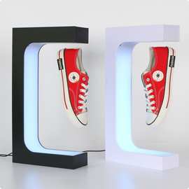 新款时尚磁悬浮展示鞋架发光自转门店开业视频直播网红创意道具