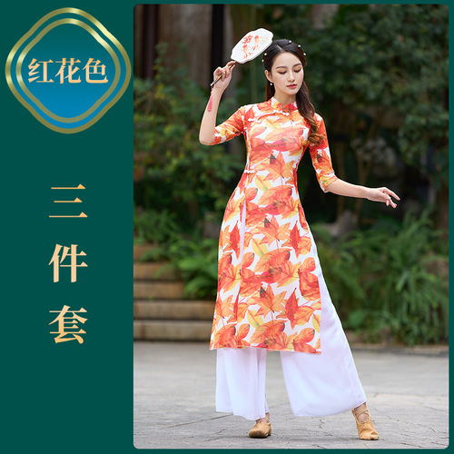 Fengti square dance new classical dance ethnic dance cheongsam body rhyme performance practice dance net gauze three-piece set