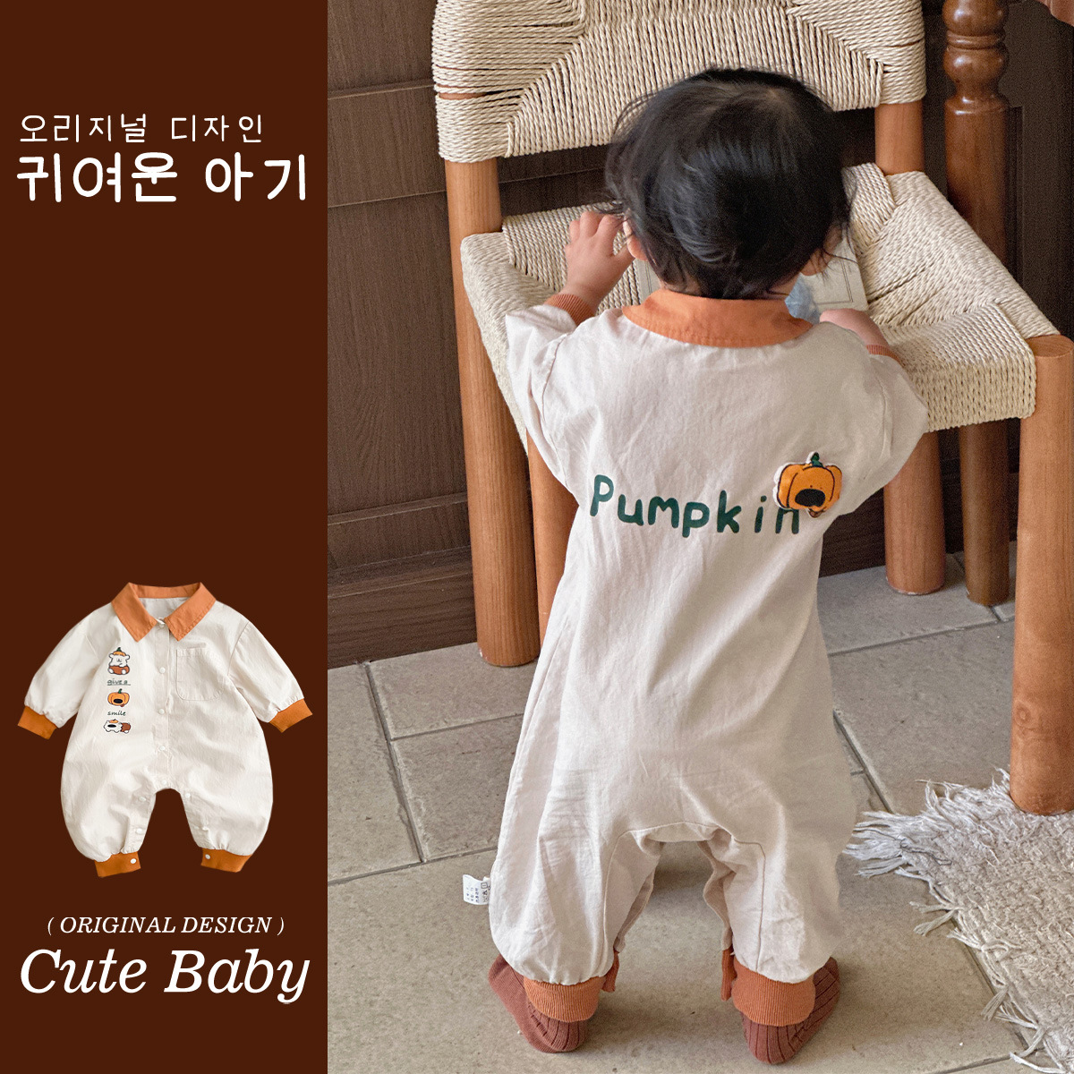 Nuevos productos en la primavera de 2025, mono para bebé, mameluco de dibujos animados coreanos para bebés, traje de gatear de manga larga para bebés