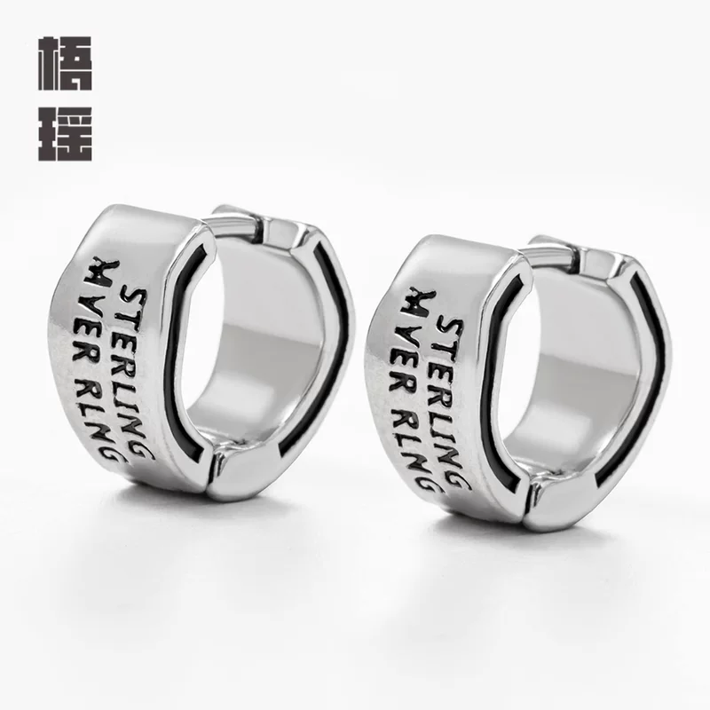 Earrings stainless steel with letters, geometric accessory, wholesale