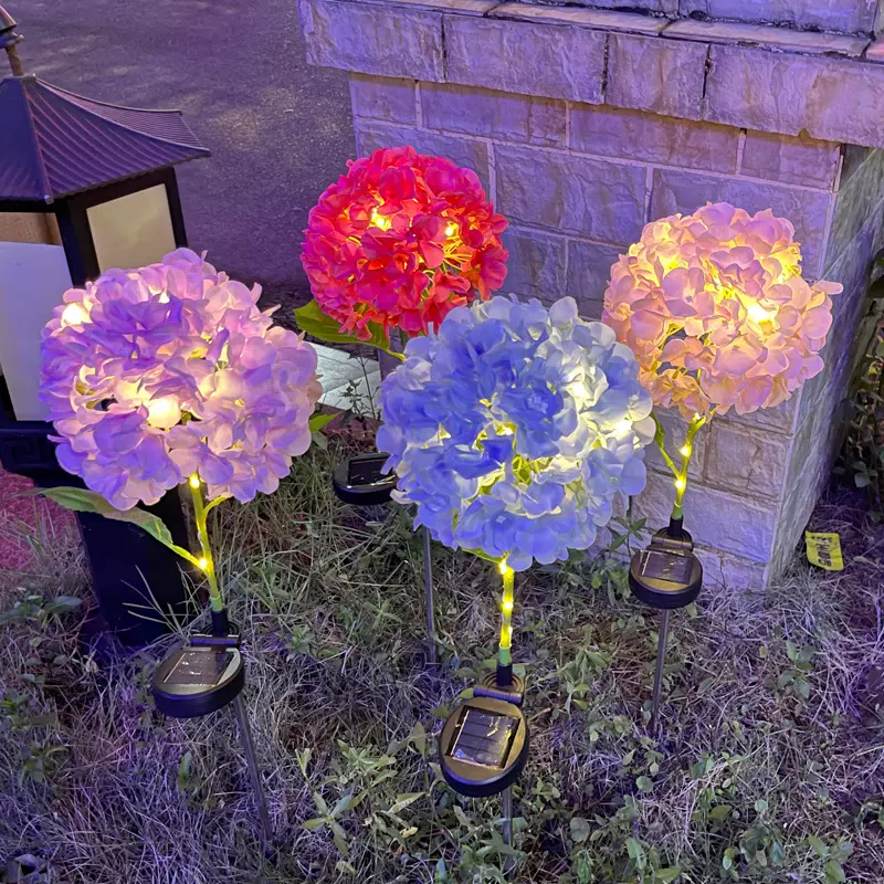 户外太阳能绣球花草坪灯仿真花地插花园装饰灯别墅庭院景观庭院灯