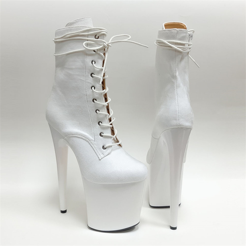 26cm tacones gruesos impermeables tablero de baile de tubulación zapatos de tacón ultra alto modelo de desfile odiar el cielo alto botas cortas mujeres botas Martin mujeres