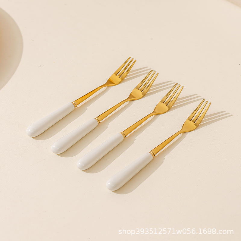 흰색 작은 포크 (단일)