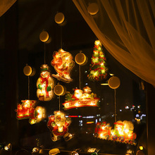 現貨亞馬遜聖誕燈窗貼掛燈聖誕節裝飾燈櫥窗店鋪LED吸盤燈小彩燈