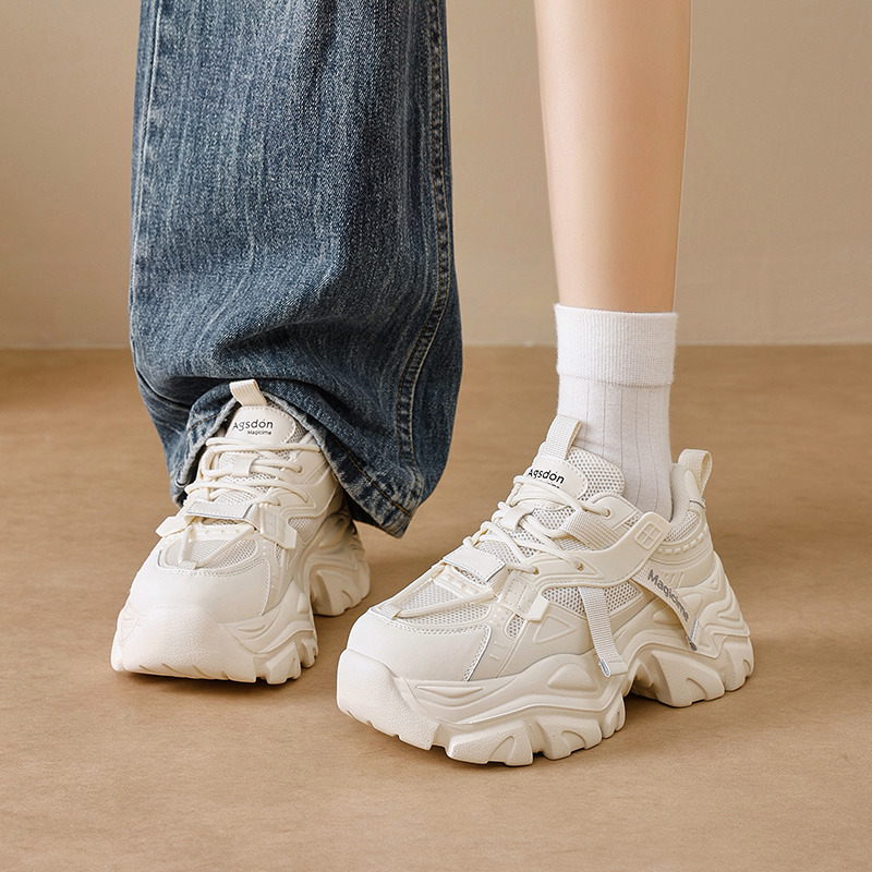 Augu Shi Deng zapatos de suela gruesa para mujeres 2025 nuevo otoño ligero con suela suave zapatos deportivos casuales para mujeres