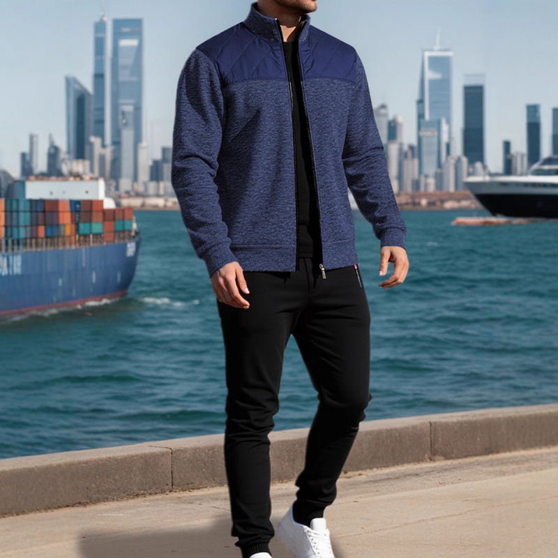 New men's sweater, men's autumn and winter patchwork knitwear, men's zip-up cardigan set New men's sweater, men's autumn and winter patchwork knitwear, men's zip-up cardigan set