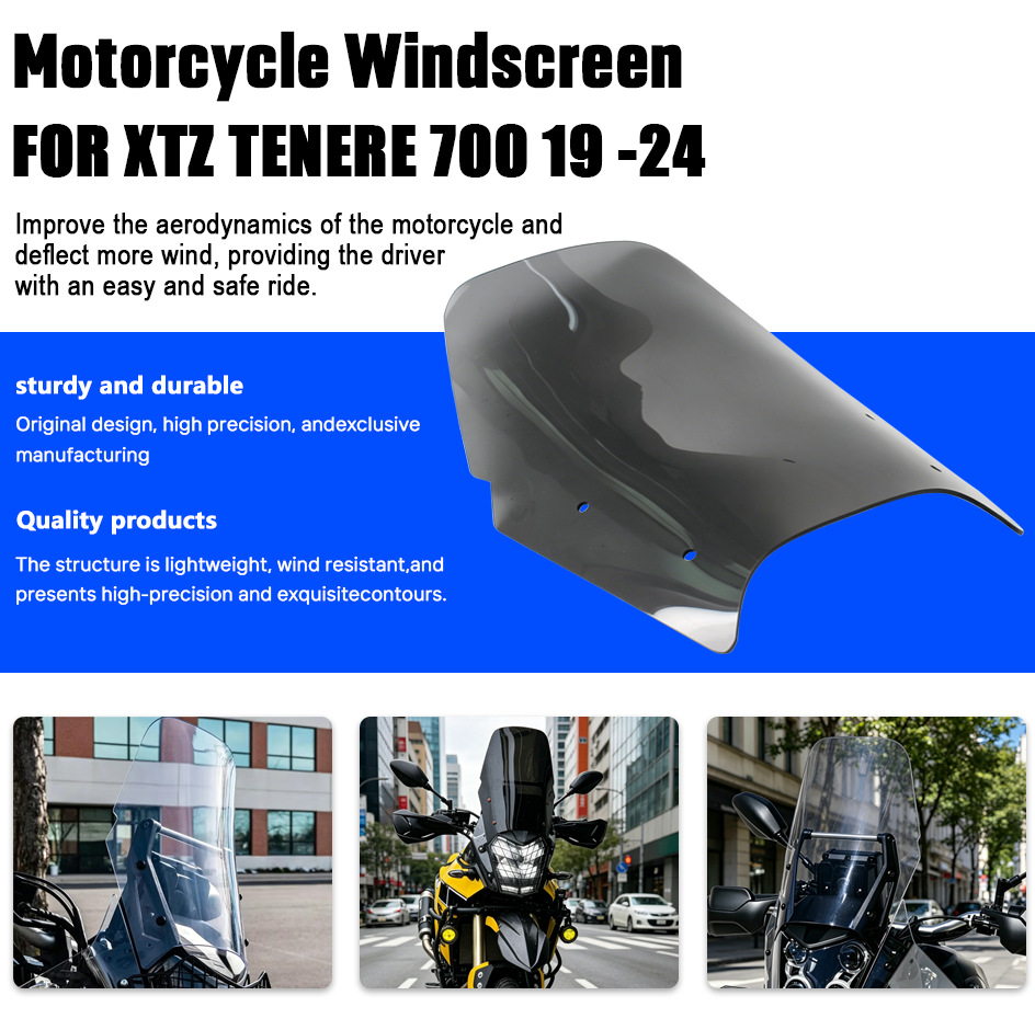 Suitable for Yamaha Tenere 700 XT700Z 2019-2022, 4-piece windshield, extended windshield, wind deflector