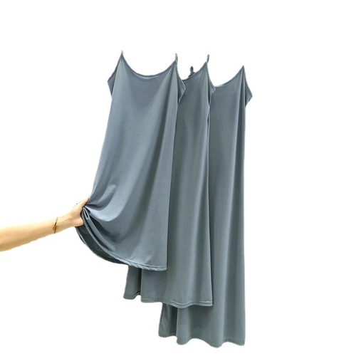 New summer ice silk mask slimming maxi dress with solid color camisole underskirt and base layer dress