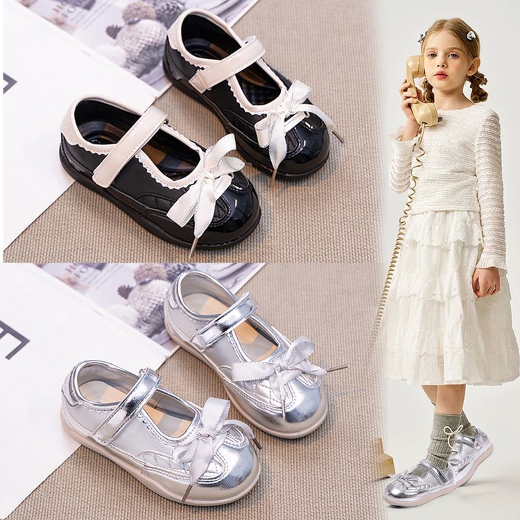 Children's Sports Ballet Shoes 2025 New Large Girls Princess Shoes Stykin' Mary Jane Bow Small Leather Shoes