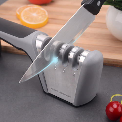 Amazon source multi-purpose four-stage knife sharpener, quick sharpening of kitchen knives, manual export quality scissors sharpener