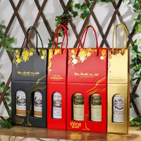 Подарочная упаковка для красного вина, картонная коробка, бумажный пакет, сумочка, одинарная и двойная подарочная коробка