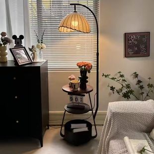 Antique French Retro Coffee Table Floor Lamp Living Room Atmosphere Lamp Integrated Lamp in the Middle of the Sofa Bedroom Bedside Table Storage