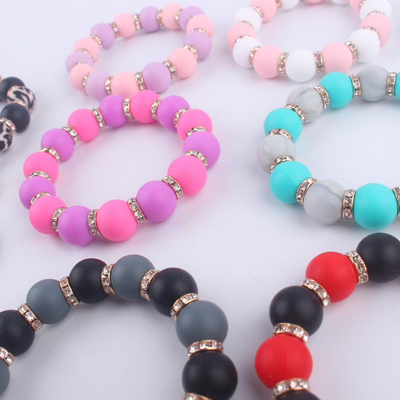 63g Weight Simple Style Artistic Color Block Alloy Silica Gel Beaded Women's Keychain
