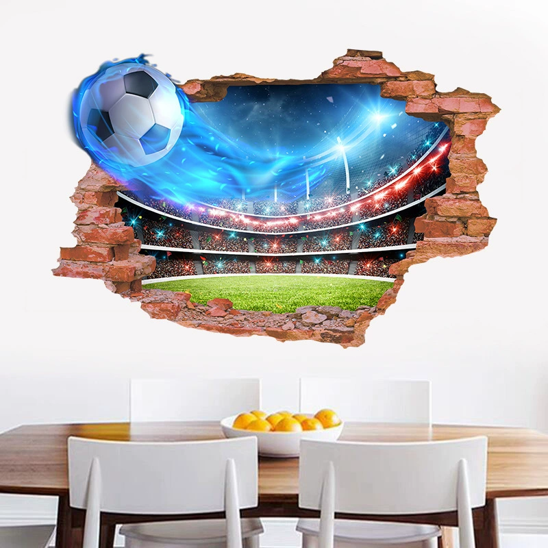 Футбольная пожарная настенная живопись 3D плоскость, настенная визуальная офисная гостиная, спальня, детская комната, коридор, вход, декоративная живопись
