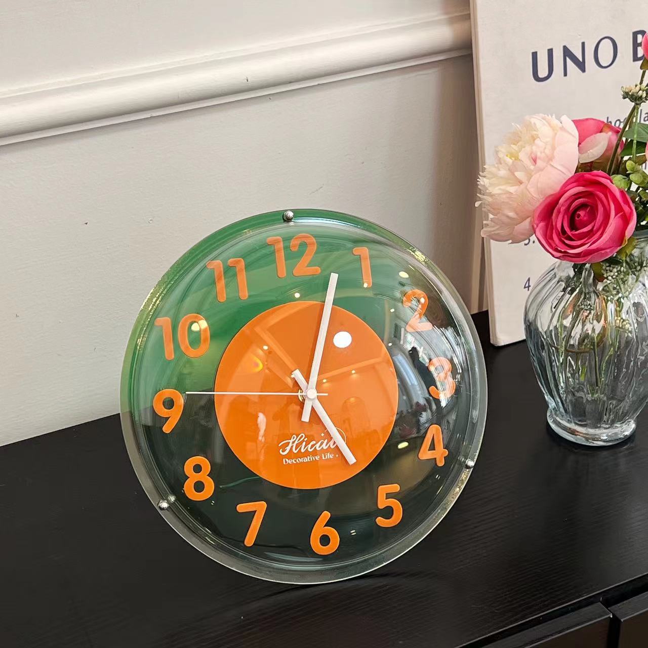 Reloj de pared creativo de color nórdico sala de estar casera burbuja reloj acrílico láser red rojo lujo reloj personalizado