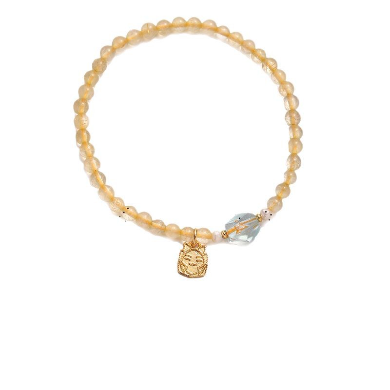 Brazalete de cristal amarillo natural cuentas de piedra de luna delicada pulsera de cristal blanco ágata lujoso sensación de lujo ligera sensación de alta calidad para mujeres nuevas