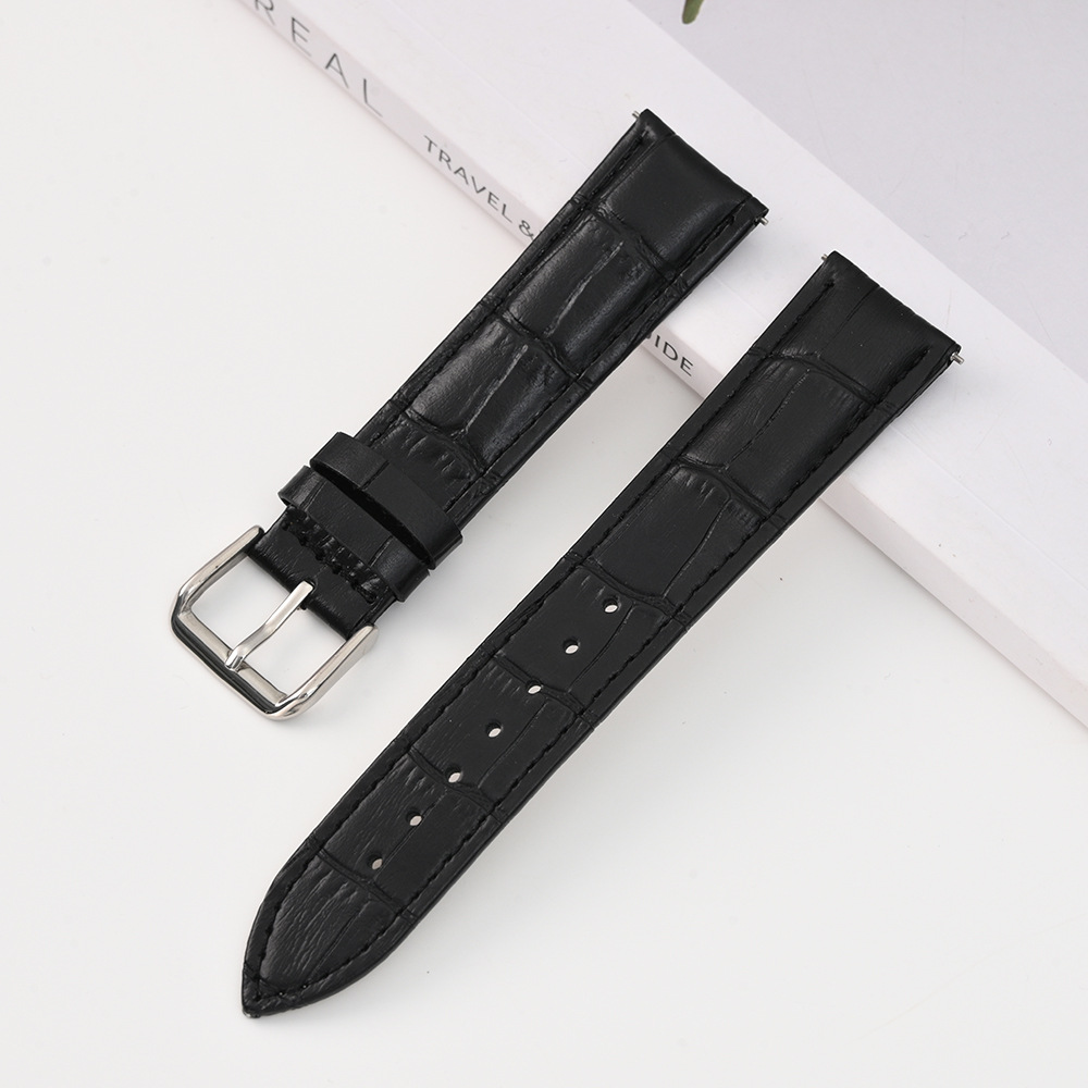 Correa de cuero con estampado de cocodrilo de venta caliente Correa de hebilla de aguja de bambú de múltiples especificaciones Correa de reloj de color unisex con interruptor