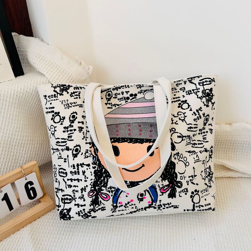 Factory Direct supply cartoon printed canvas bag student tutorial bag artistic National style single shoulder portable canvas bag large cross-border Factory Direct supply cartoon printed canvas bag student tutorial bag artistic National style single shoulder portable canvas bag large cross-border