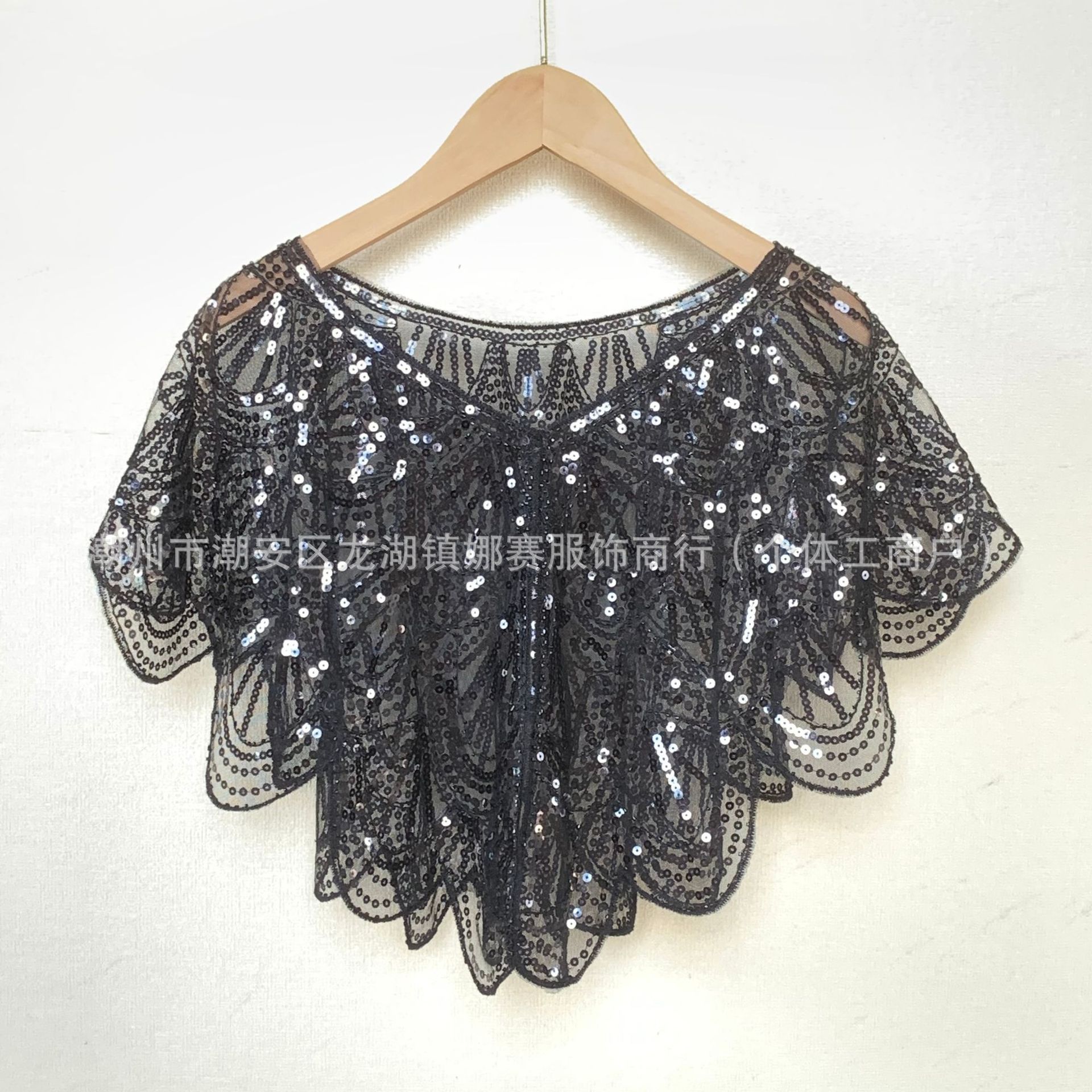 Wholesale cross-border Amazon new summer sequin shawl, women's mesh beaded short top, outerwear, dress, travel