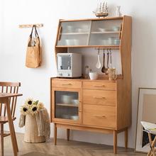 北歐實木餐邊櫃現代簡約一體靠牆高櫃茶水櫃家用日式碗櫃簡易