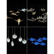 婚庆道具透明亚克力宝石鱼吊灯海星星灯空中吊顶装饰满天星空灯串