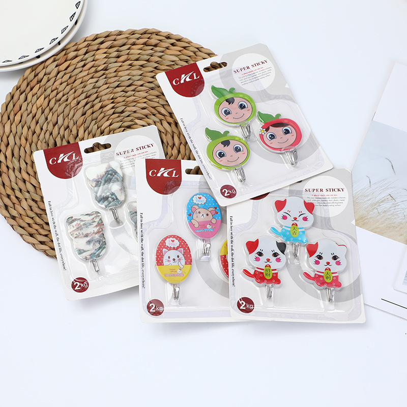 Cartoon Cute Sticky Hook, Family of Three Sticky Hook, Three-pack Hook, Multi-functional Sticky Hook, 2 Yuan Store Cartoon Cute Sticky Hook, Family of Three Sticky Hook, Three-pack Hook, Multi-functional Sticky Hook, 2 Yuan Store