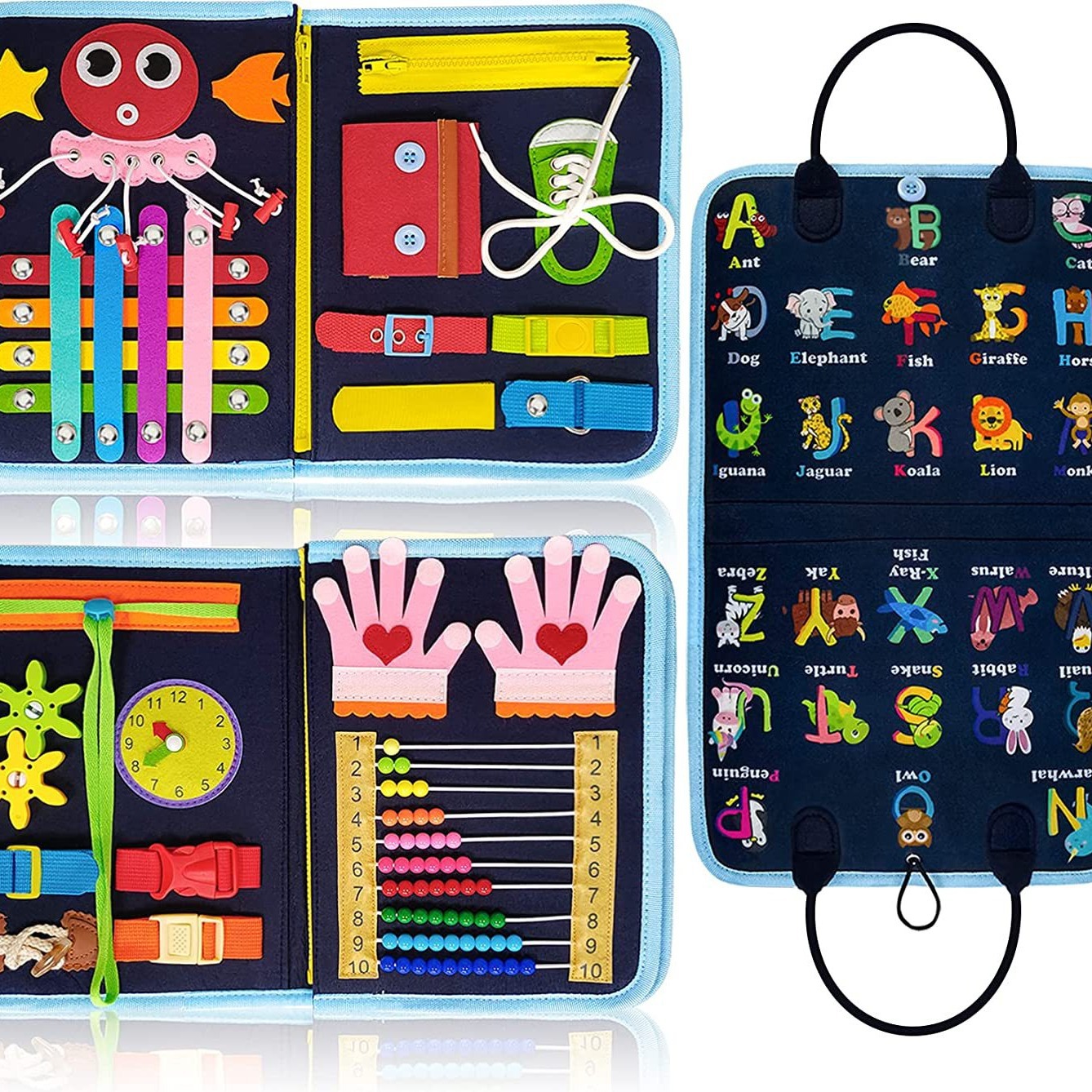 Juguete Educativo de Fieltro para Niños, Libro de Tela, Tablero de Actividades, Tablero de Aprendizaje con Cuentas