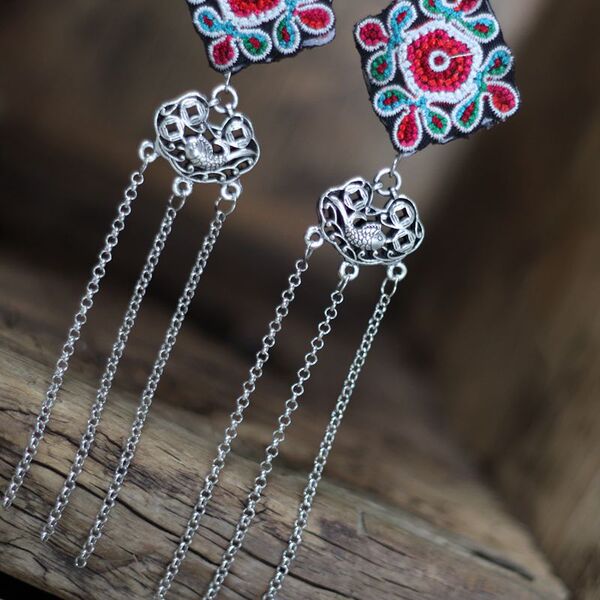 Ethnic long earrings from Yunnan province