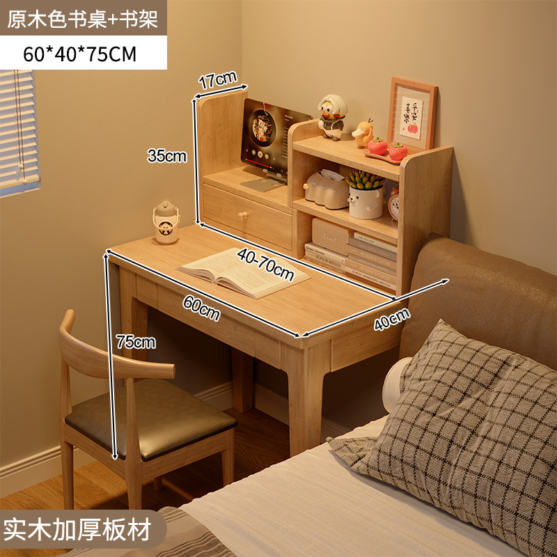 Mesa de lado de la cama, escritorio estrecho de madera sólida, estante de escritorio, escritorio de dormitorio, escritorio de estudio pequeño, escritorio estrecho contra la pared.