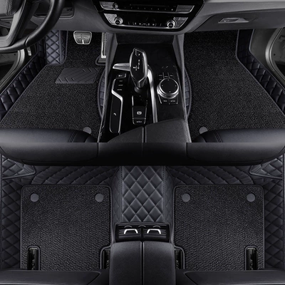 loop floor mats, custom-made waterproof interior car — Modelə uyğun ayaqaltı - black-black-shu-xian-si-double-layer-foot-mat