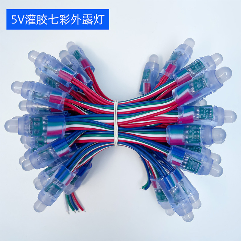 12mm pegamento relleno impermeable LED a todo color luz expuesta cadena 5V12V perforado palabra luminosa luz del pixel decoración de Navidad brillo