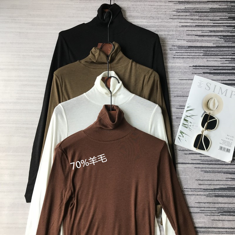 Tencel + wool long-sleeved bottoming sweater thin high collar pile collar inner coat women's T-shirt new SE0107 Tencel + wool long-sleeved bottoming sweater thin high collar pile collar inner coat women's T-shirt new SE0107